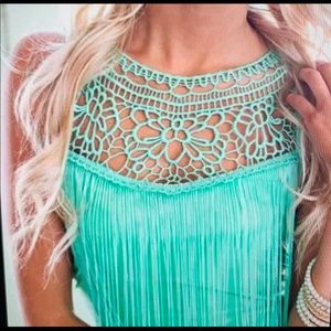 Mint Green Fringe Top